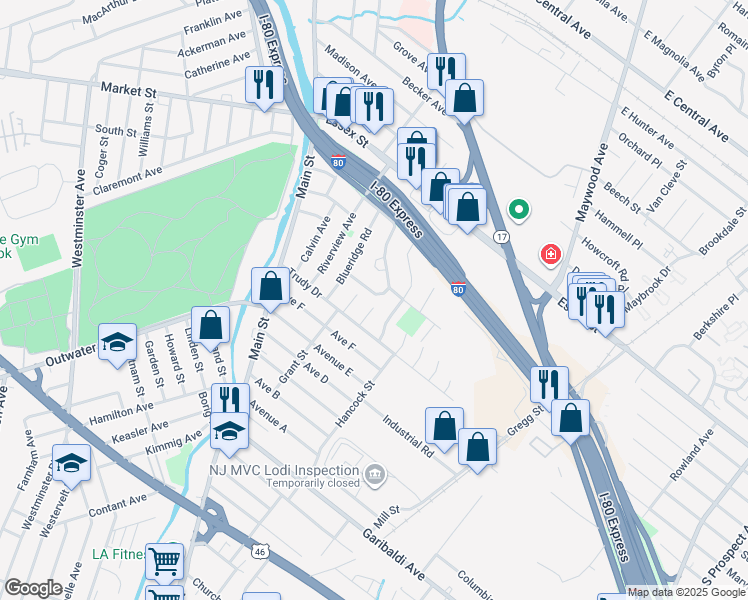 map of restaurants, bars, coffee shops, grocery stores, and more near 8 Arlene Grove in Lodi