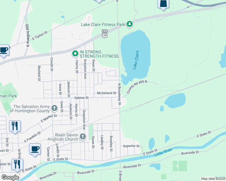 map of restaurants, bars, coffee shops, grocery stores, and more near 2134 Sabine St in Huntington