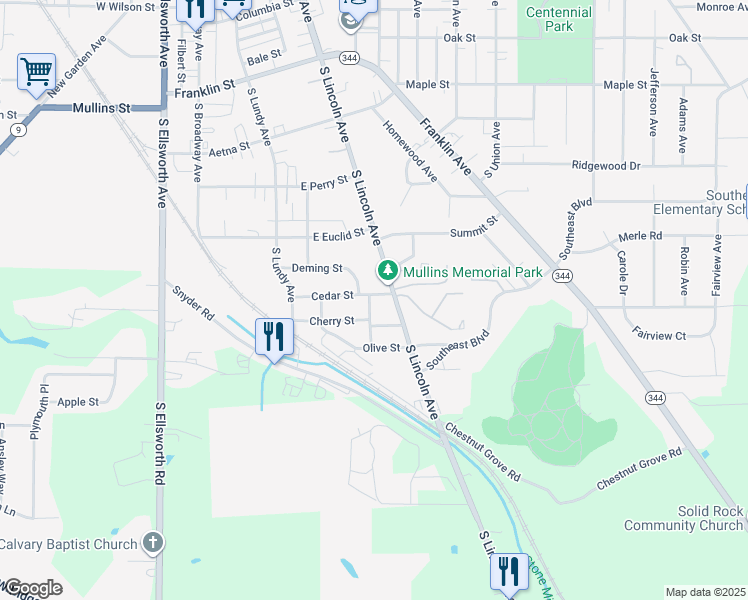 map of restaurants, bars, coffee shops, grocery stores, and more near 641 Cherry Street in Salem