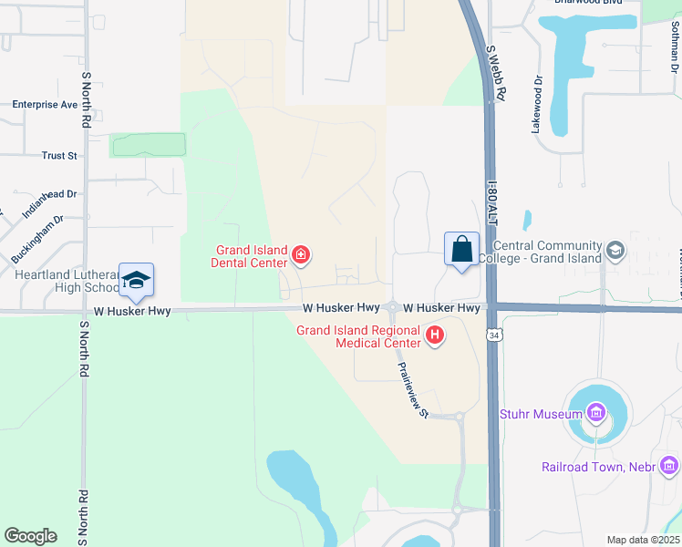 map of restaurants, bars, coffee shops, grocery stores, and more near 3506 Ewoldt Road in Grand Island