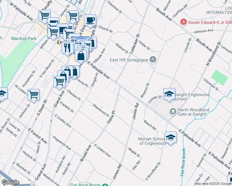 map of restaurants, bars, coffee shops, grocery stores, and more near 36 Sutton Place in Englewood