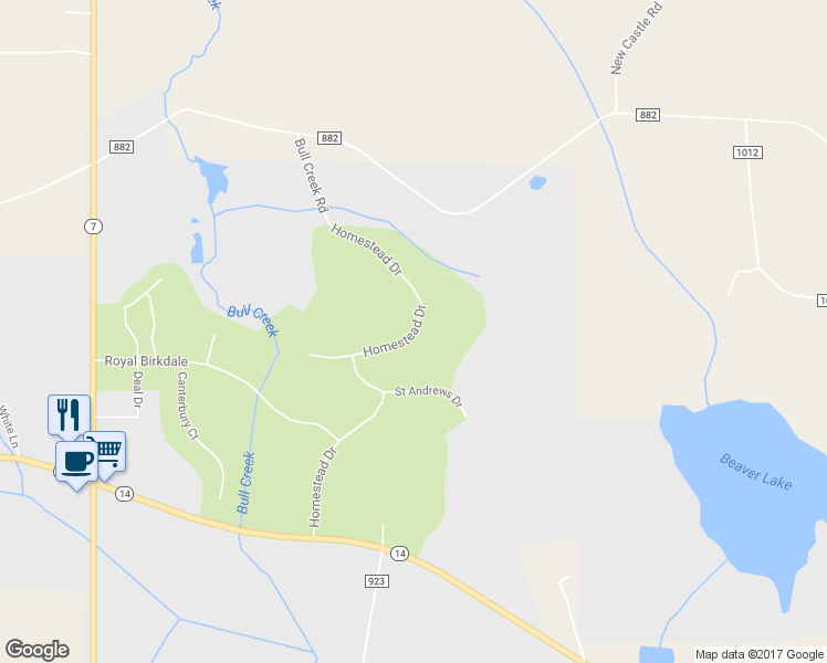 map of restaurants, bars, coffee shops, grocery stores, and more near 232 Homestead Drive in Columbiana