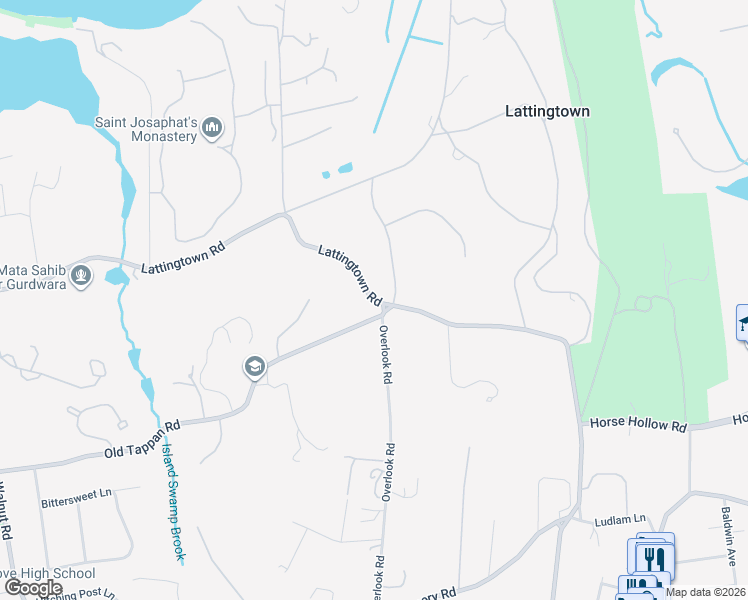 map of restaurants, bars, coffee shops, grocery stores, and more near Lattingtown Road in Lattingtown