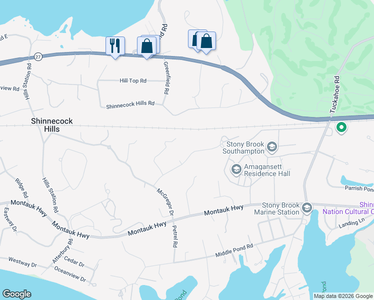 map of restaurants, bars, coffee shops, grocery stores, and more near 51 Blackwatch Court in Southampton