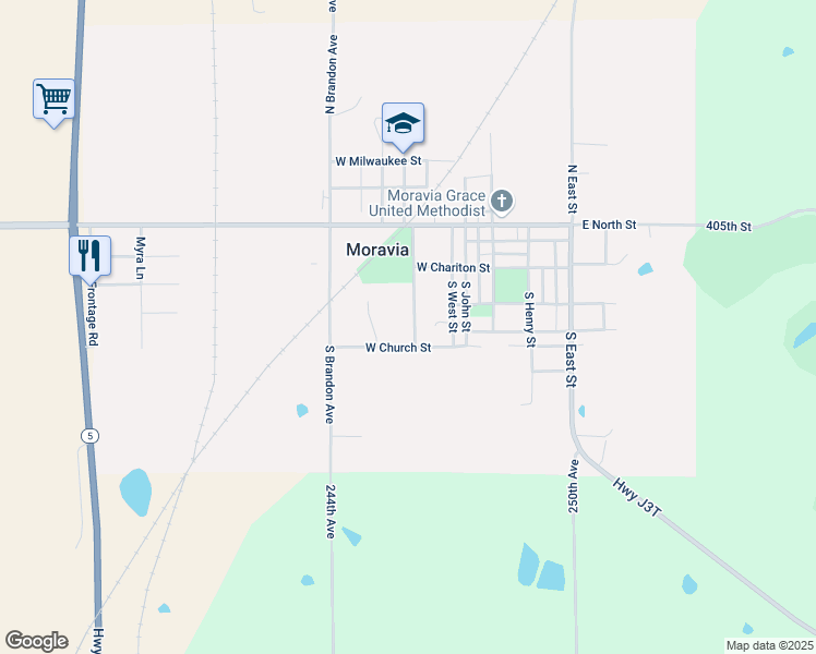 map of restaurants, bars, coffee shops, grocery stores, and more near 110-398 South Trussell Avenue in Moravia