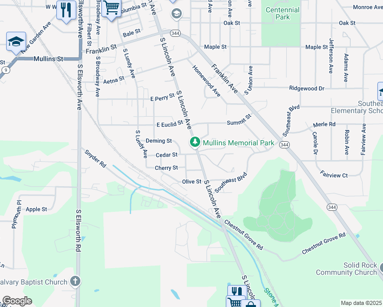 map of restaurants, bars, coffee shops, grocery stores, and more near 1162 South Lincoln Avenue in Salem