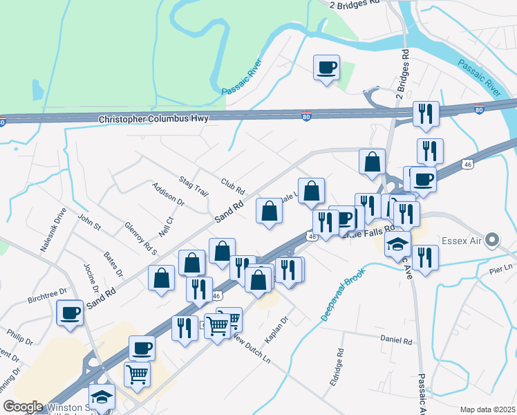 map of restaurants, bars, coffee shops, grocery stores, and more near 4 Glendale Lane in Fairfield