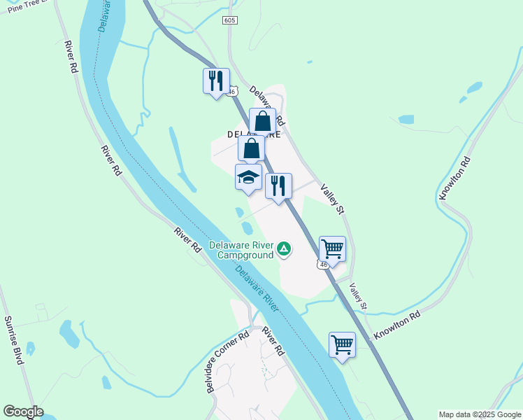 map of restaurants, bars, coffee shops, grocery stores, and more near Ferry Lane in Delaware