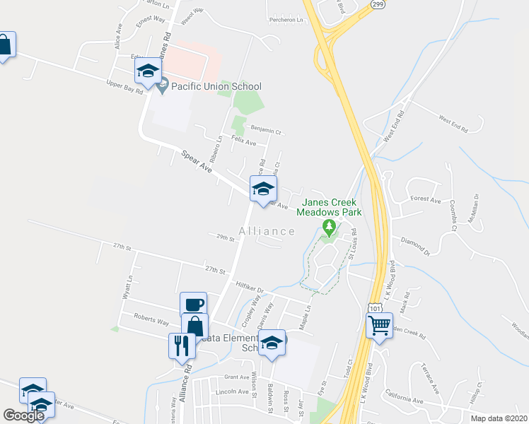 map of restaurants, bars, coffee shops, grocery stores, and more near 1464 Spear Avenue in Arcata