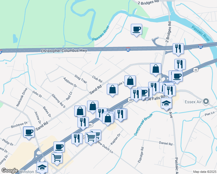 map of restaurants, bars, coffee shops, grocery stores, and more near 4 Glendale Lane in Fairfield