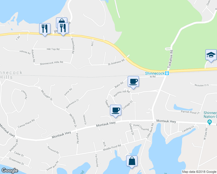 map of restaurants, bars, coffee shops, grocery stores, and more near 80 Blackwatch Court in Southampton
