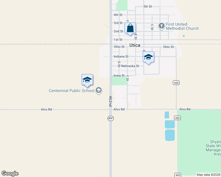 map of restaurants, bars, coffee shops, grocery stores, and more near 1348-1350 Centennial Avenue in Utica