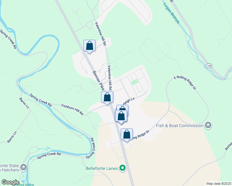 map of restaurants, bars, coffee shops, grocery stores, and more near 137 Cambridge Lane in Bellefonte