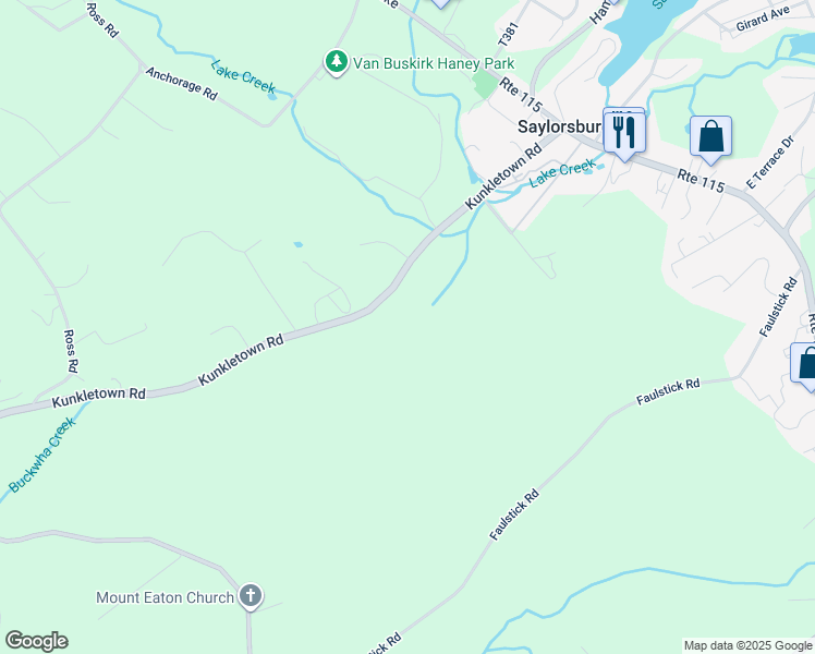 map of restaurants, bars, coffee shops, grocery stores, and more near 2126 Kunkletown Road in Saylorsburg