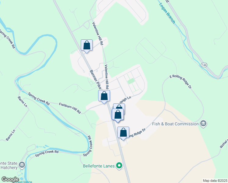 map of restaurants, bars, coffee shops, grocery stores, and more near 133 Cambridge Lane in Bellefonte