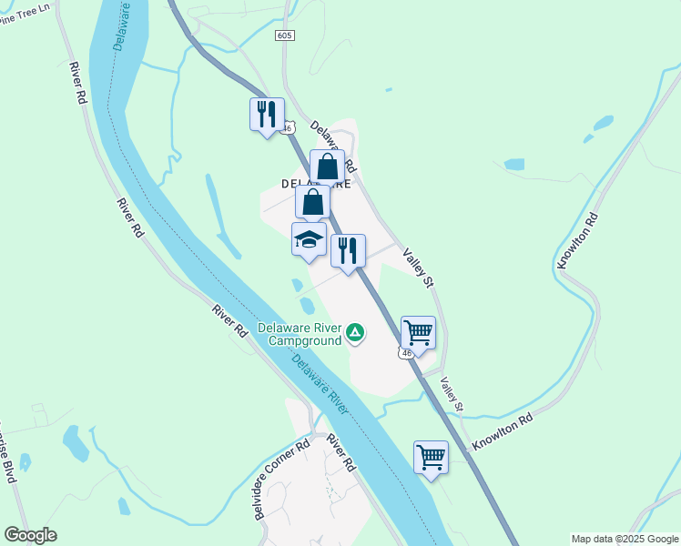 map of restaurants, bars, coffee shops, grocery stores, and more near Ferry Lane in Delaware