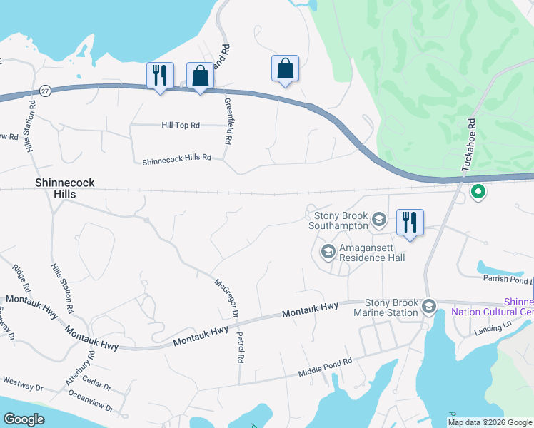 map of restaurants, bars, coffee shops, grocery stores, and more near 51 Blackwatch Court in Southampton