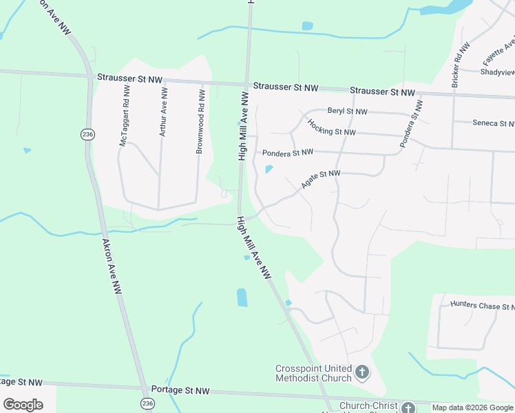 map of restaurants, bars, coffee shops, grocery stores, and more near 7495 Diamondback Avenue Northwest in Canal Fulton