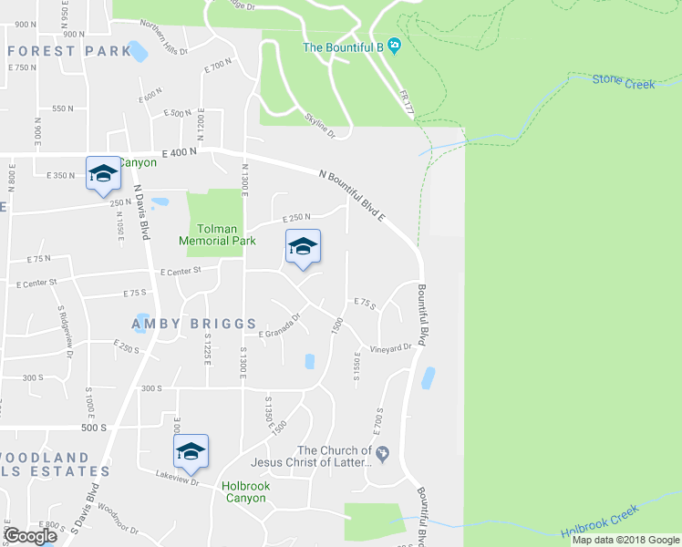 map of restaurants, bars, coffee shops, grocery stores, and more near 12 South Moss Hill Drive in Bountiful