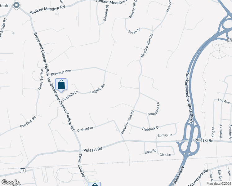 map of restaurants, bars, coffee shops, grocery stores, and more near 5 Yellow Brick Court in Northport