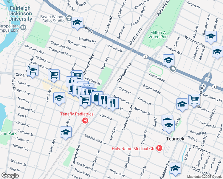 map of restaurants, bars, coffee shops, grocery stores, and more near 878 Palisade Avenue in Teaneck