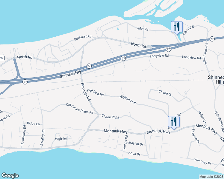 map of restaurants, bars, coffee shops, grocery stores, and more near 47 Bathing Beach Road in Southampton