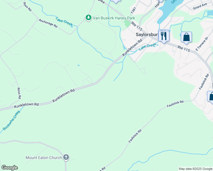 map of restaurants, bars, coffee shops, grocery stores, and more near 2126 Kunkletown Road in Saylorsburg
