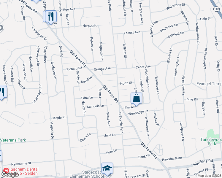 map of restaurants, bars, coffee shops, grocery stores, and more near 861 Old Town Road in Port Jefferson Station