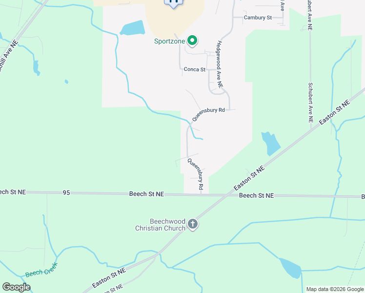 map of restaurants, bars, coffee shops, grocery stores, and more near 2543 Queensbury Road in Alliance