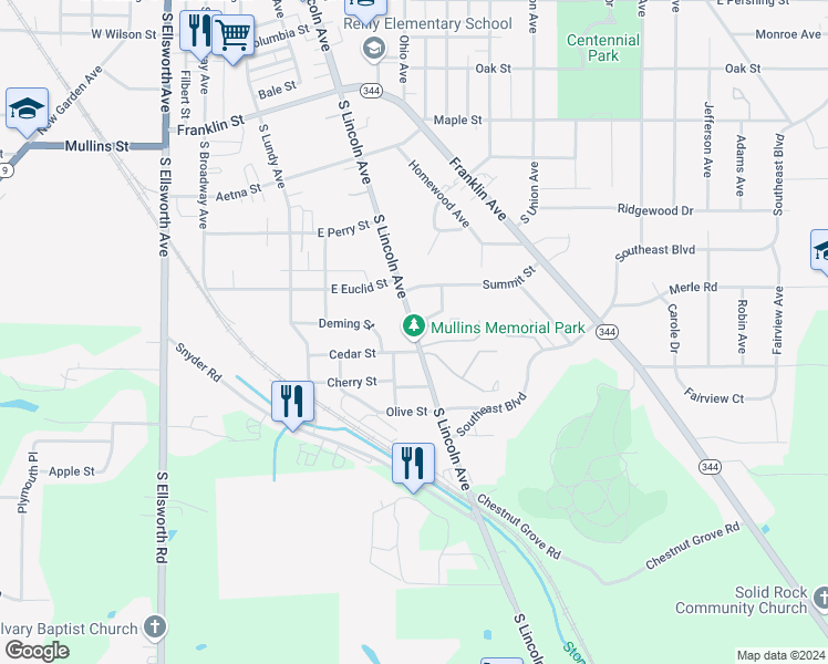 map of restaurants, bars, coffee shops, grocery stores, and more near 1168 South Lincoln Avenue in Salem