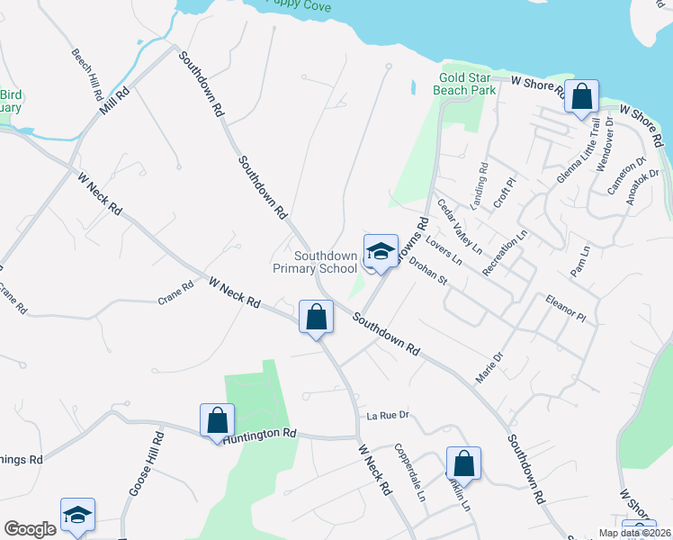 map of restaurants, bars, coffee shops, grocery stores, and more near 211 Southdown Road in Lloyd Harbor