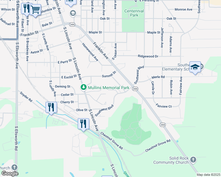 map of restaurants, bars, coffee shops, grocery stores, and more near 1280C South Lincoln Avenue in Salem
