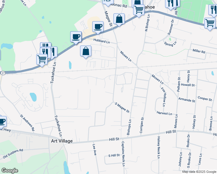map of restaurants, bars, coffee shops, grocery stores, and more near 153 Magee Street in Southampton