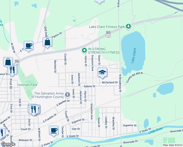 map of restaurants, bars, coffee shops, grocery stores, and more near 1040 Grayston Avenue in Huntington