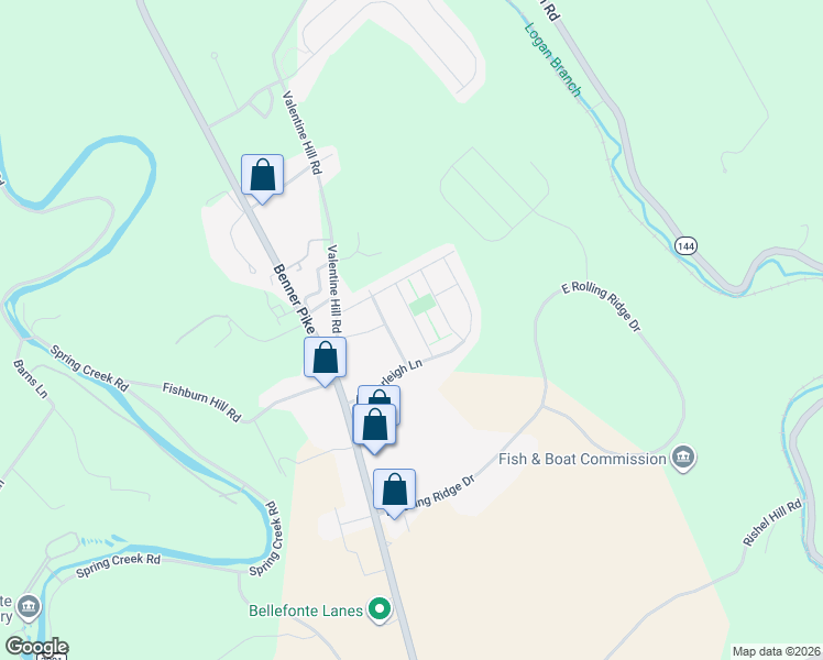 map of restaurants, bars, coffee shops, grocery stores, and more near 137 Exeter Lane in Bellefonte