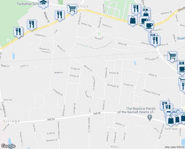 map of restaurants, bars, coffee shops, grocery stores, and more near 110 Fox Hollow Lane in Southampton