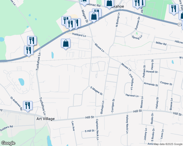 map of restaurants, bars, coffee shops, grocery stores, and more near 153 Magee Street in Southampton