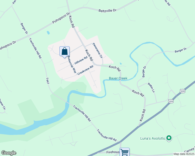 map of restaurants, bars, coffee shops, grocery stores, and more near 75 Halina Way in Kunkletown
