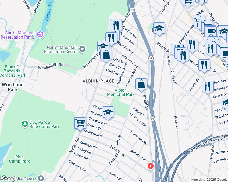 map of restaurants, bars, coffee shops, grocery stores, and more near 200 Maplewood Avenue in Clifton
