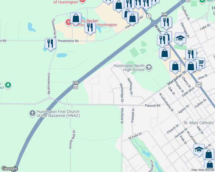 map of restaurants, bars, coffee shops, grocery stores, and more near 4 Meadow Court in Huntington