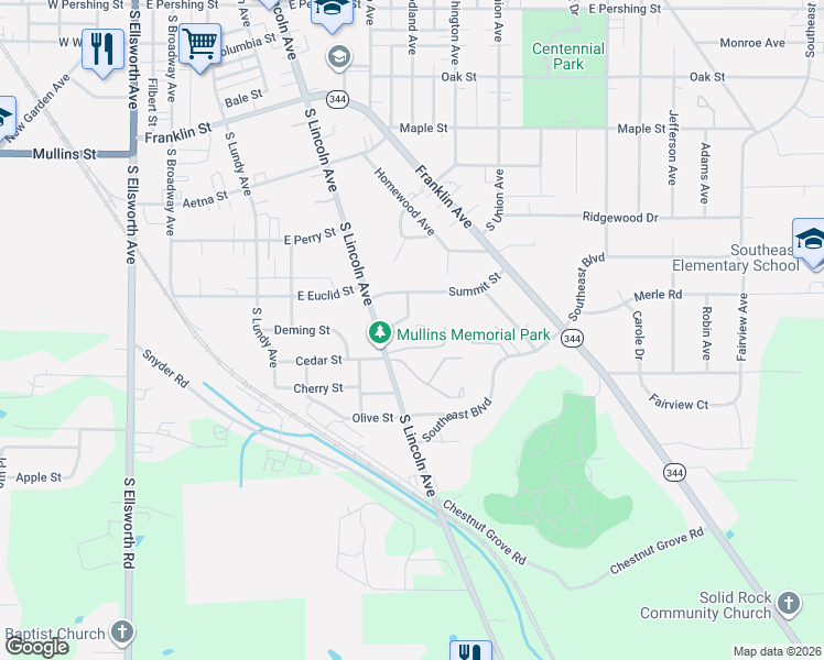map of restaurants, bars, coffee shops, grocery stores, and more near 1274 South Lincoln Avenue in Salem