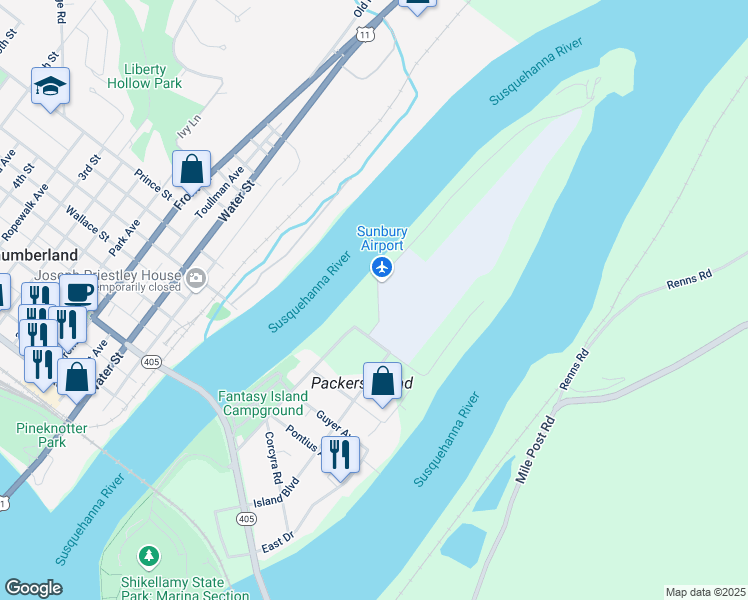 map of restaurants, bars, coffee shops, grocery stores, and more near 800 Park Drive in Sunbury