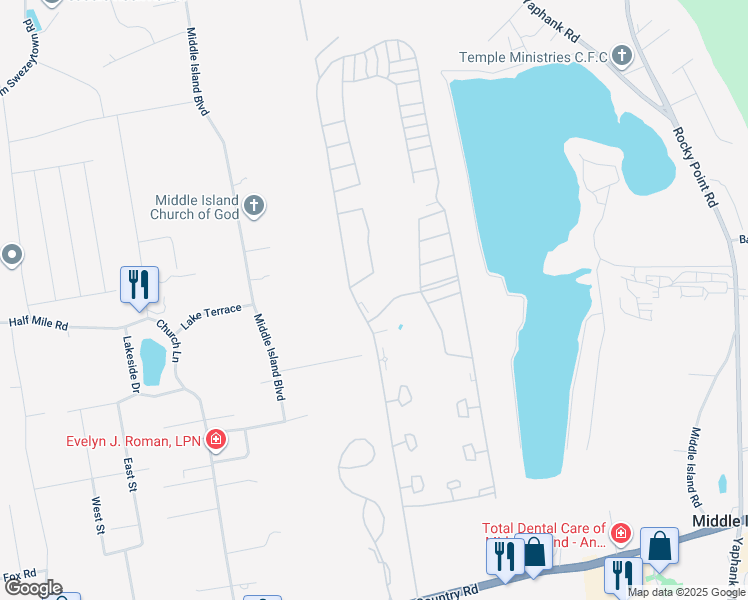 map of restaurants, bars, coffee shops, grocery stores, and more near in Middle Island