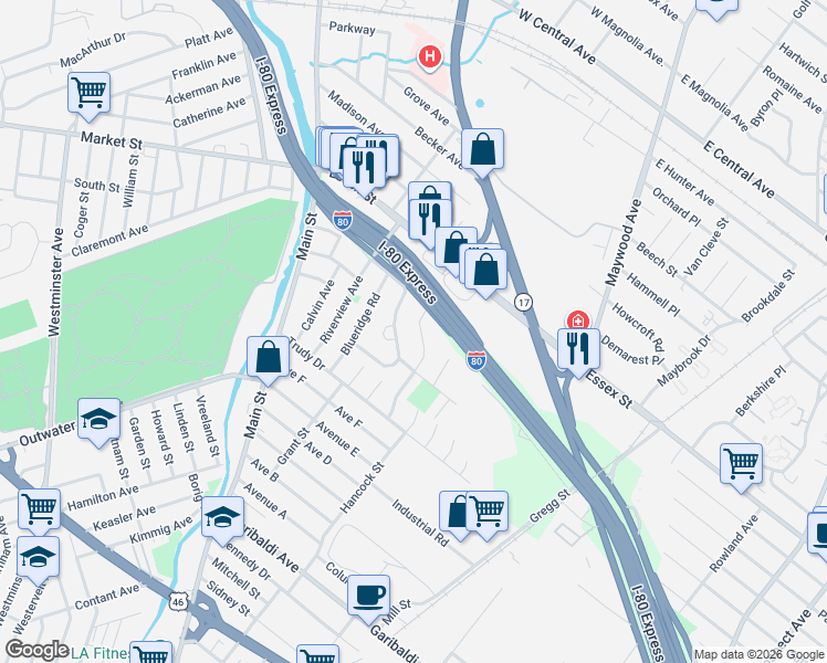 map of restaurants, bars, coffee shops, grocery stores, and more near 20 Long Valley Road in Lodi