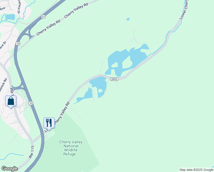 map of restaurants, bars, coffee shops, grocery stores, and more near Rustic Lane in Stroudsburg