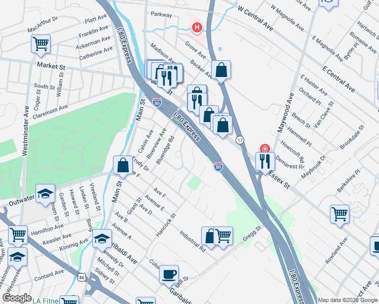 map of restaurants, bars, coffee shops, grocery stores, and more near 20 Long Valley Road in Lodi