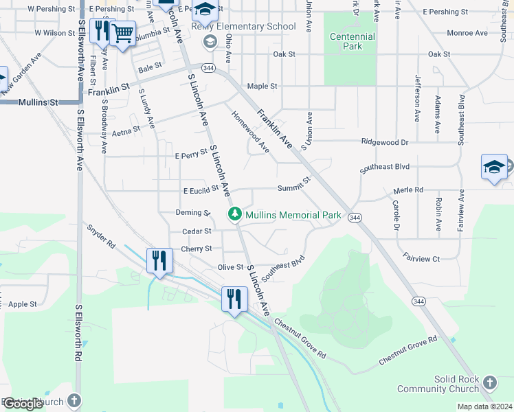 map of restaurants, bars, coffee shops, grocery stores, and more near 1274 South Lincoln Avenue in Salem