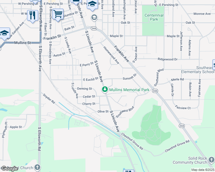 map of restaurants, bars, coffee shops, grocery stores, and more near 1162 South Lincoln Avenue in Salem