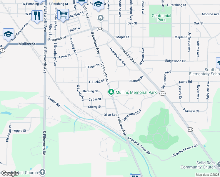 map of restaurants, bars, coffee shops, grocery stores, and more near 1162 South Lincoln Avenue in Salem