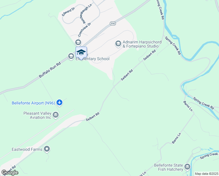 map of restaurants, bars, coffee shops, grocery stores, and more near 565 Seibert Road in Bellefonte